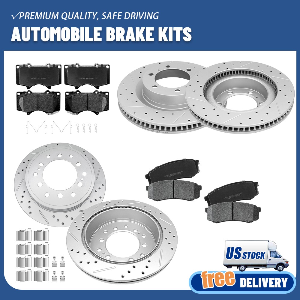 Front & Rear Drilled Brake Rotors Ceramic Pads for Lexus GX460 2010-2023 4runner