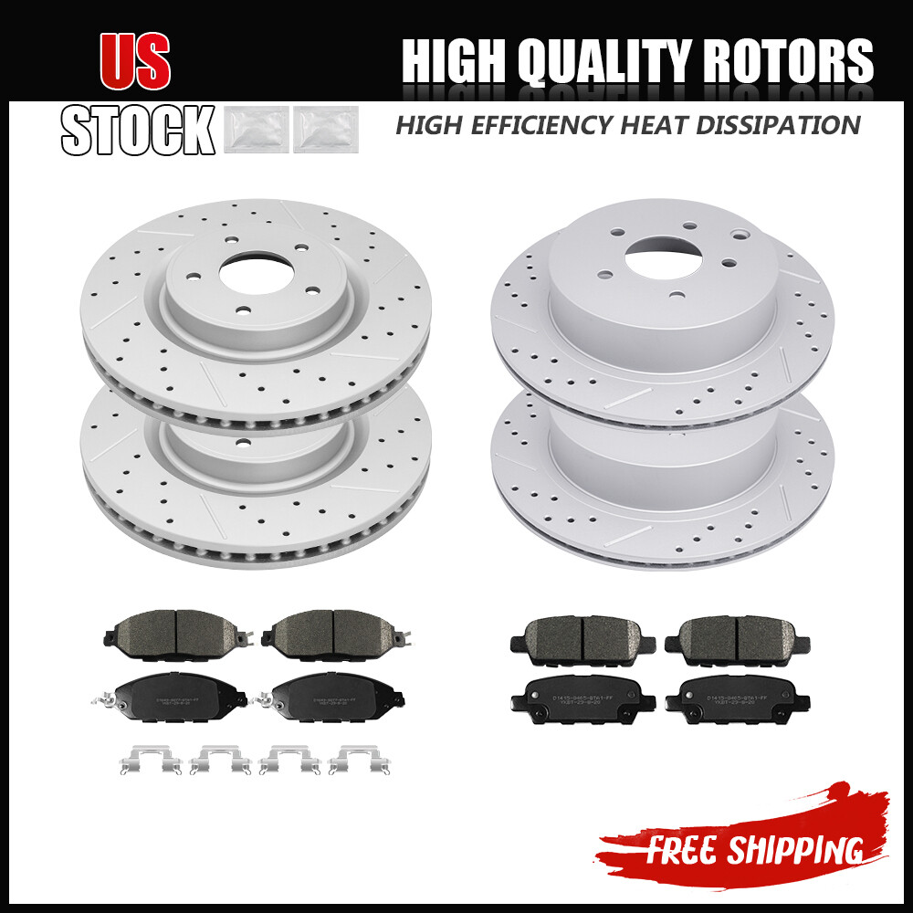 Front & Rear Brake Rotors + Ceramic Pads for 2013 -2019 Nissan Pathfinder
