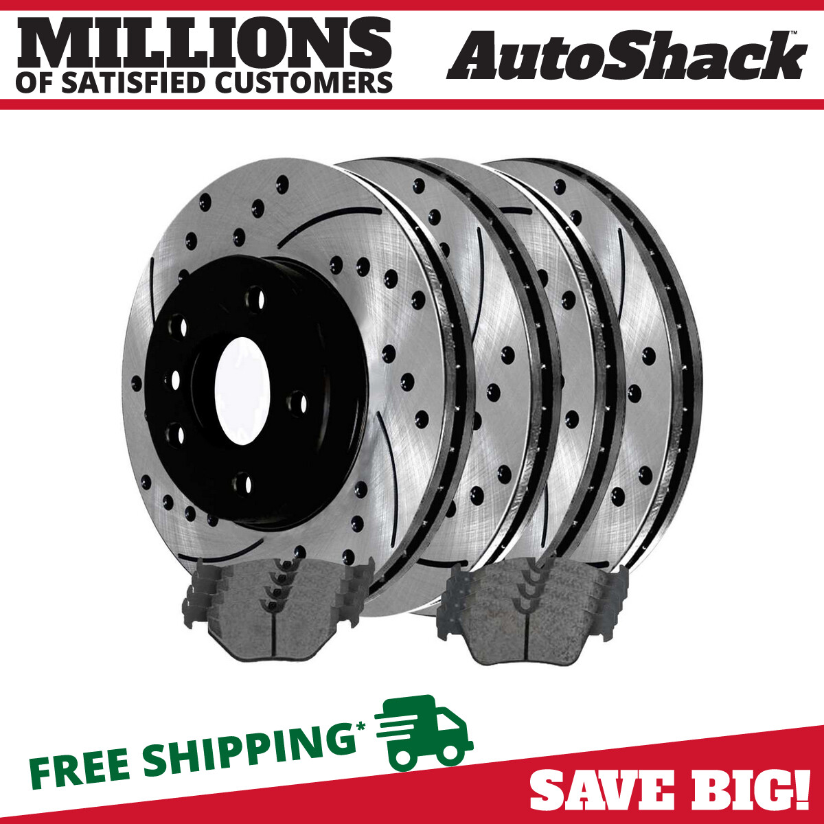 Front & Rear Drilled Slotted Brake Rotors Black & Pads for BMW 325Ci 325i 328i
