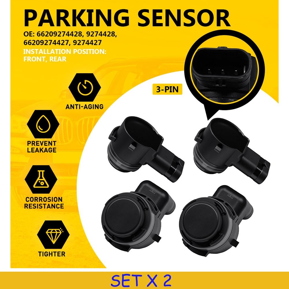 8PCS Fit 2016-2019 BMW X3 66209274427 Parking Reverse Radar Sensor Assembly 3Pin