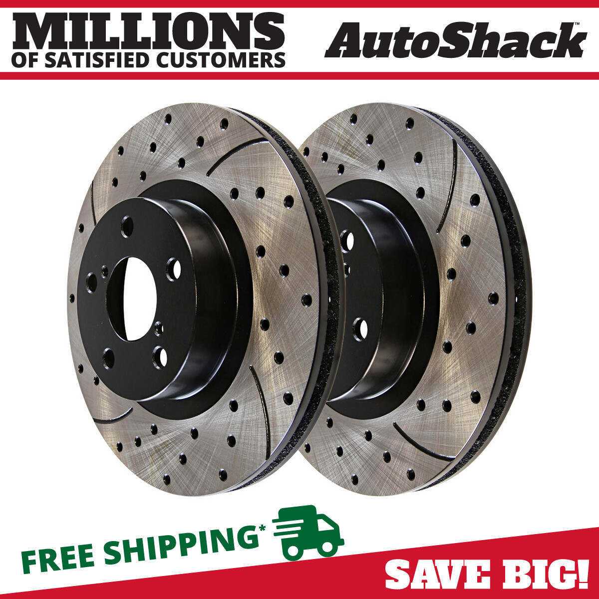 Front Drilled Brake Rotors Black Pair 2 for Toyota Sienna Avalon Solara Camry V6