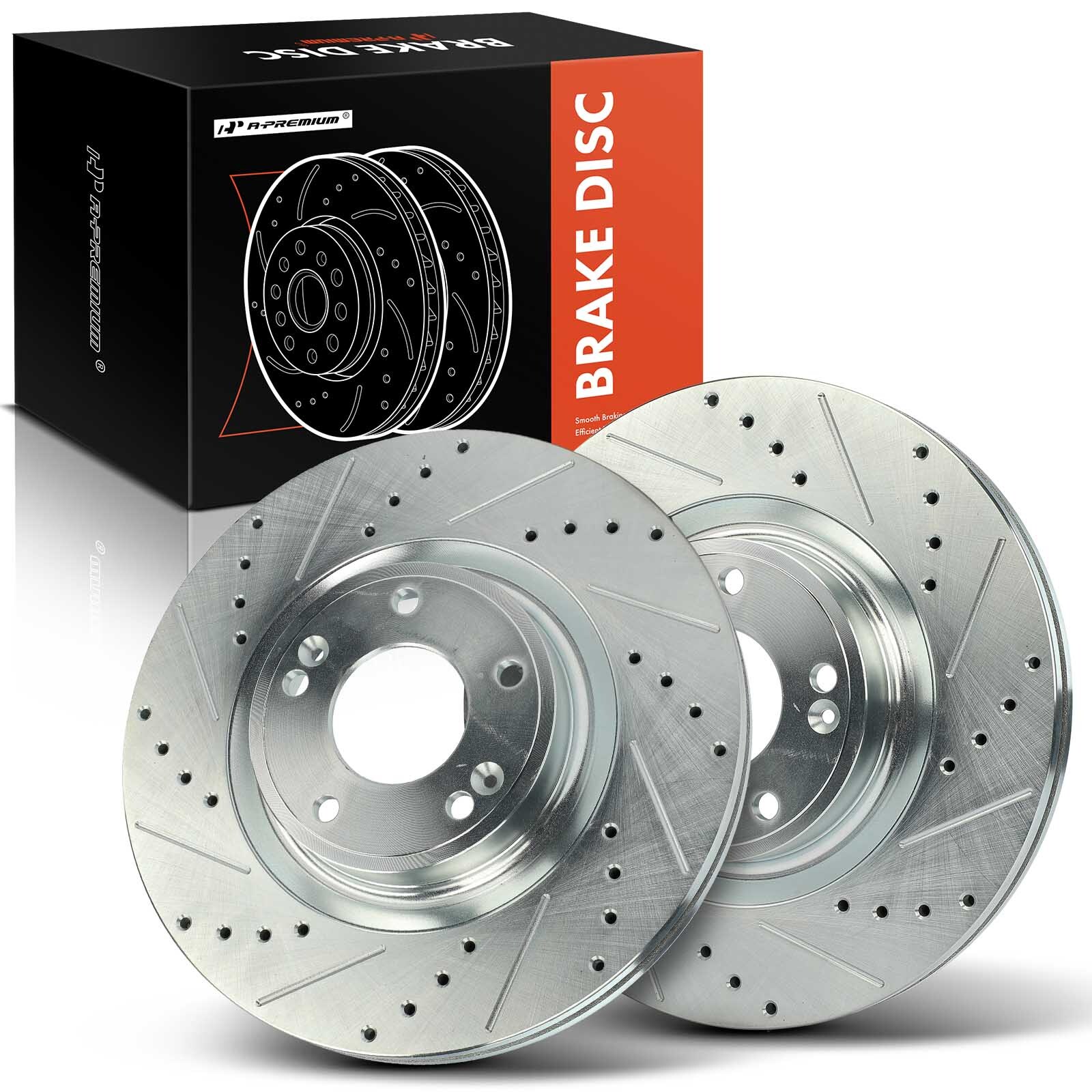 A-Premium 2Pcs Front Drilled Brake Rotors for Hyundai Genesis Coupe 2010- 2016