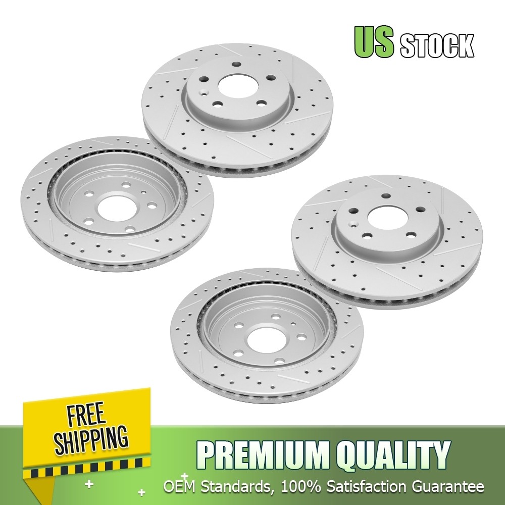 Front & Rear Drilled Slotted Brake Rotors for 2010 – 2015 Chevy Camaro V6 LS LT