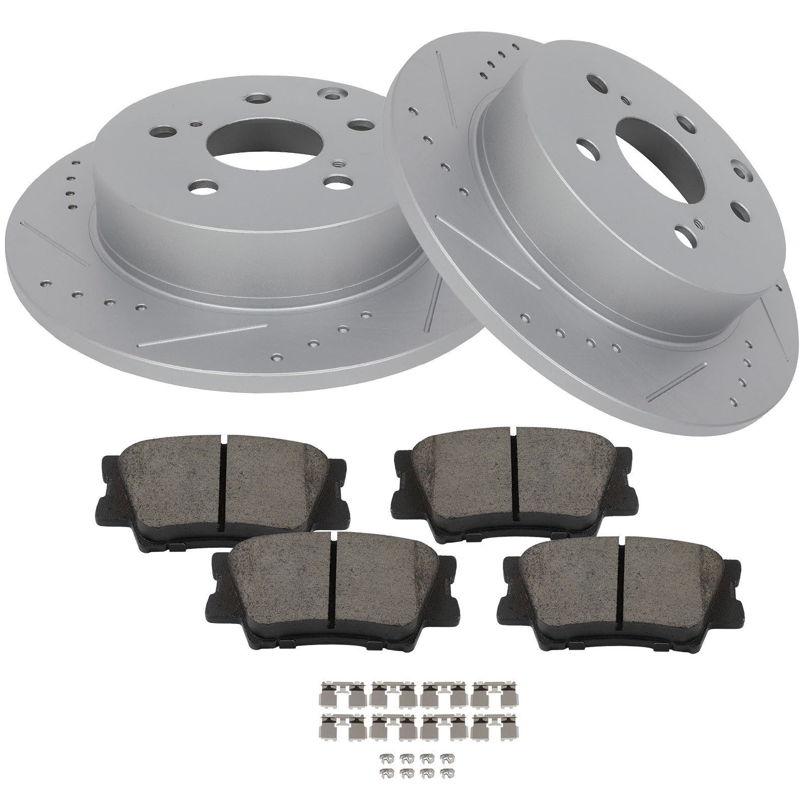 Rear Brake Rotors Discs Ceramic Pads For 2010-2011 Lexus HS250h Ultra Premium