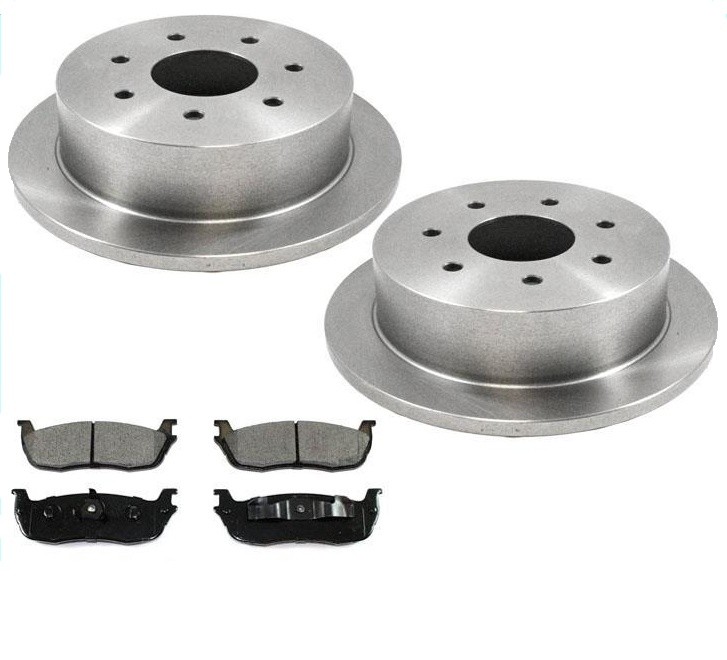 For REAR 97-03 Ford F150 7 Stud Heavy Duty Payload Rear Brake Rotors Ceramic Pad