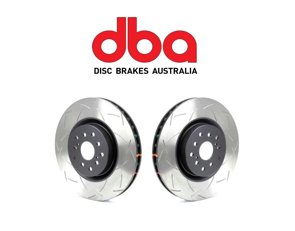 2 DBA Front 4000 Series Slotted Brake Rotors for STI 2004-2017 5×100 & 5×114.3