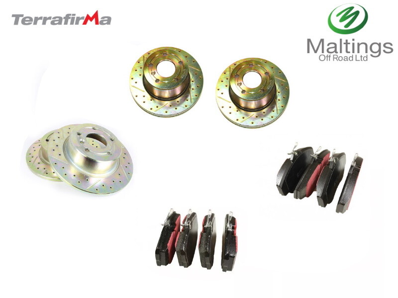 LANDROVER DISCOVERY TD5 DRILLED AND GROOVED BRAKE DISCS+PADS ALL ROUND 98-04 V8
