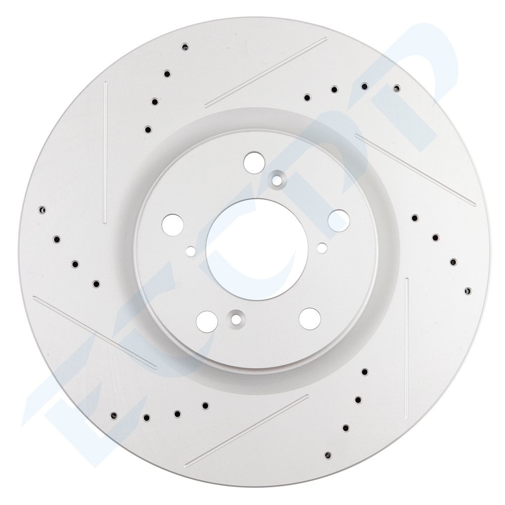 Front Drilled & Slotted Ceramic Brake Pads And Rotors For Acura MDX RLX Honda
