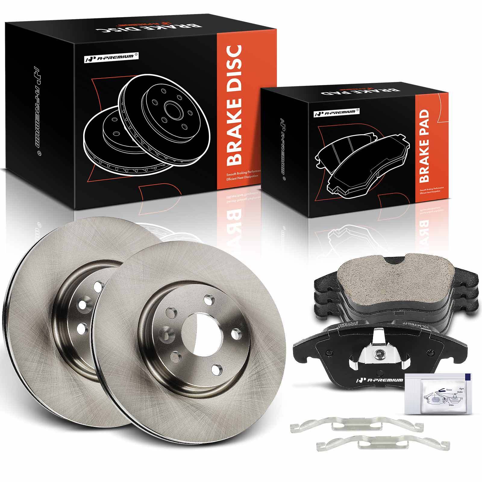 A-Premium Front Disc Brake Rotors & Ceramic Pads for Volvo S60 2011-2018 XC70