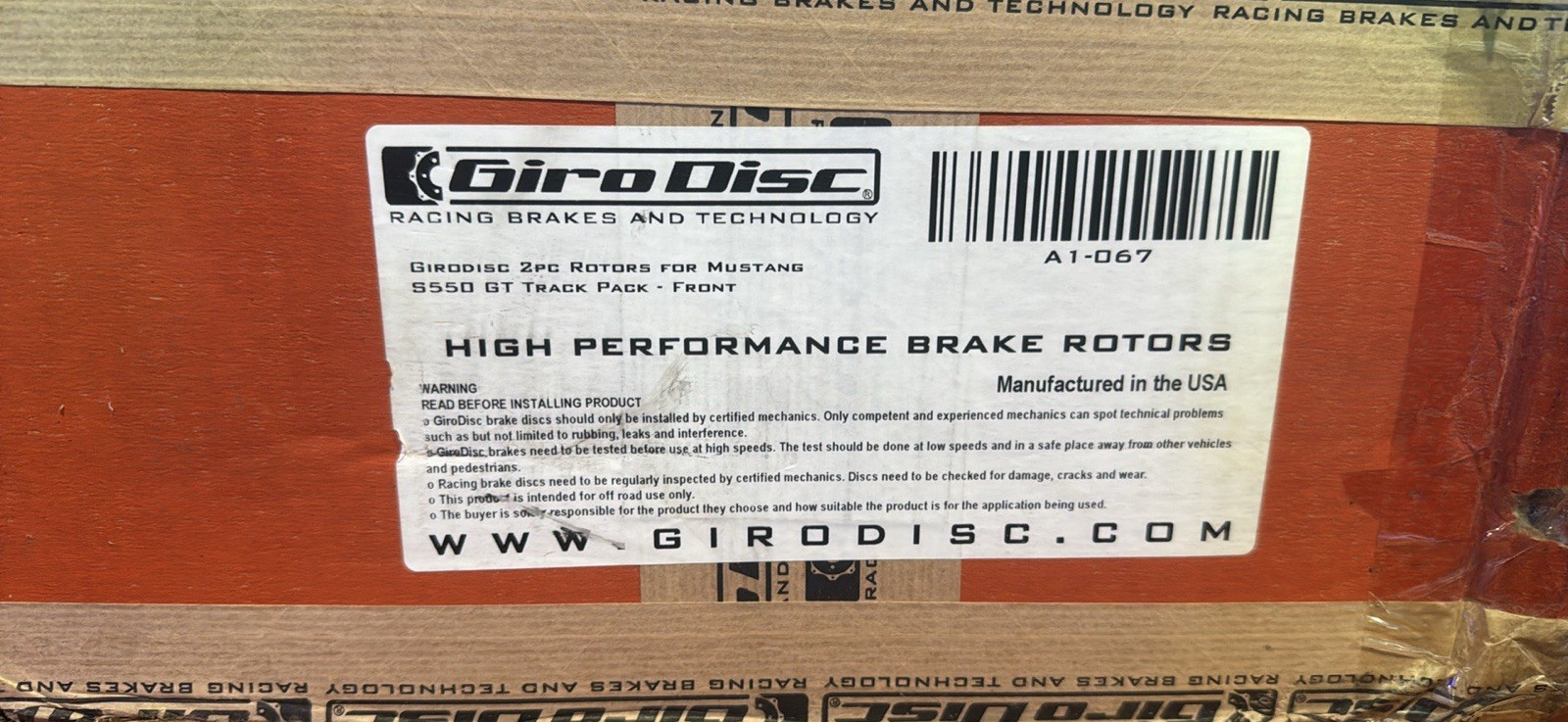 GiroDisc High Performance Break Rotors Mustang S550 GT Front