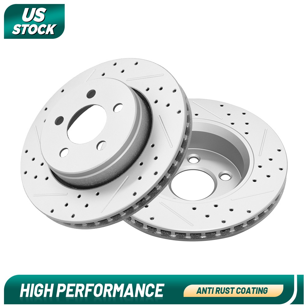 2PCS Front Drilled Disc Brake Rotors Set For 2008 09-12 Dodge Nitro Jeep Liberty