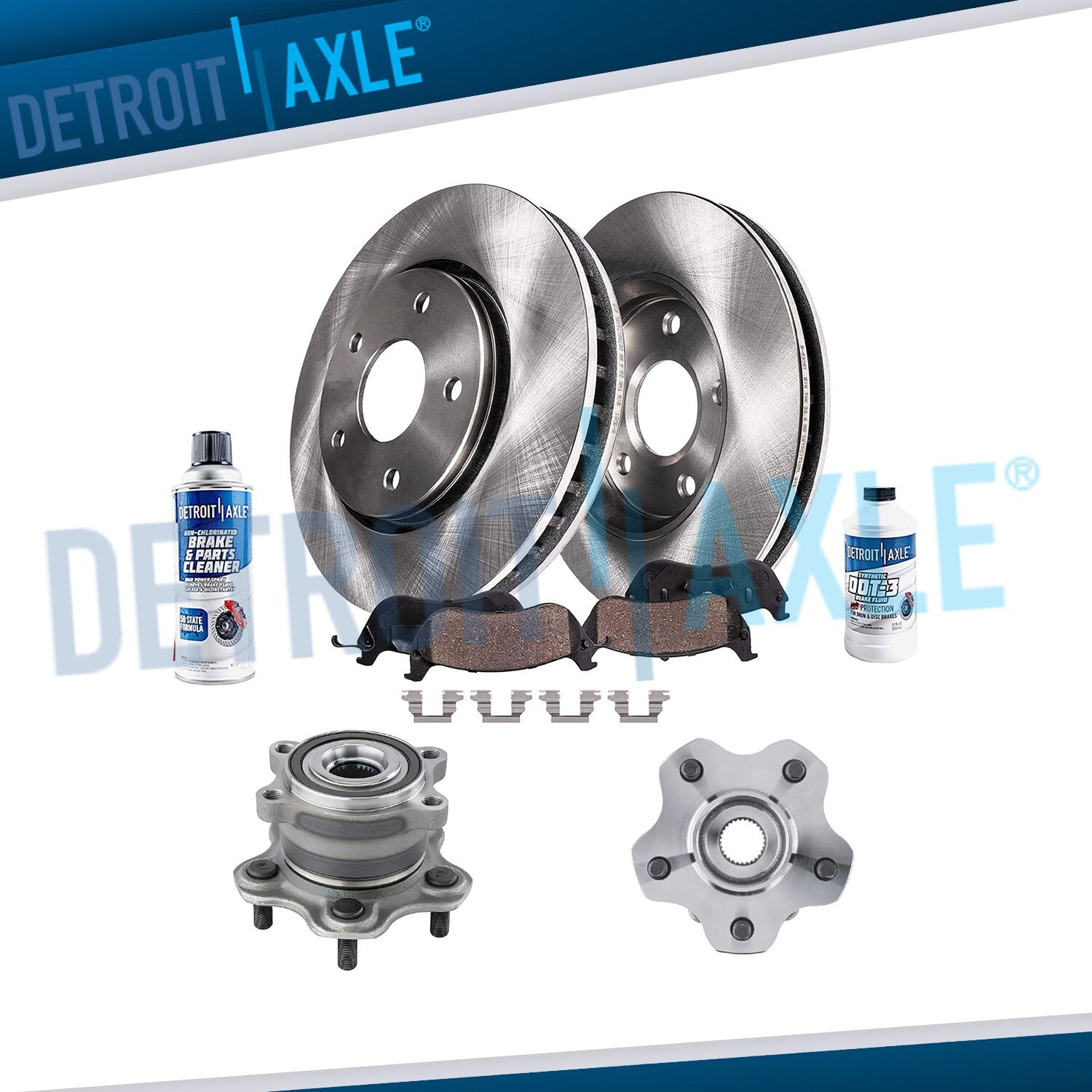 Rear Rotors Ceramic Brake Pads + Wheel Hub Bearings for Infiniti QX60 Pathfinder