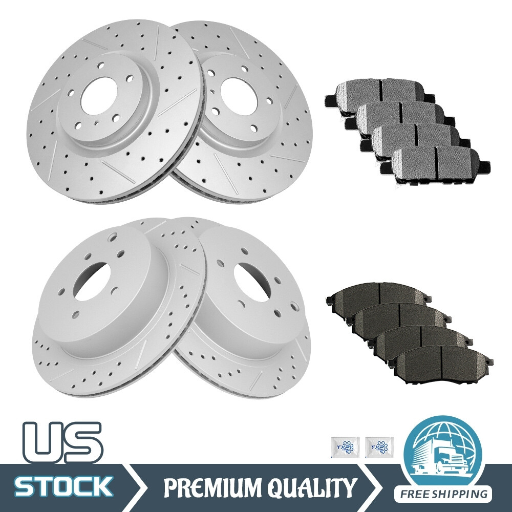 Front Rear Drilled Rotors Ceramic Brake Pads for Nissan Murano INFINITI QX70 M37