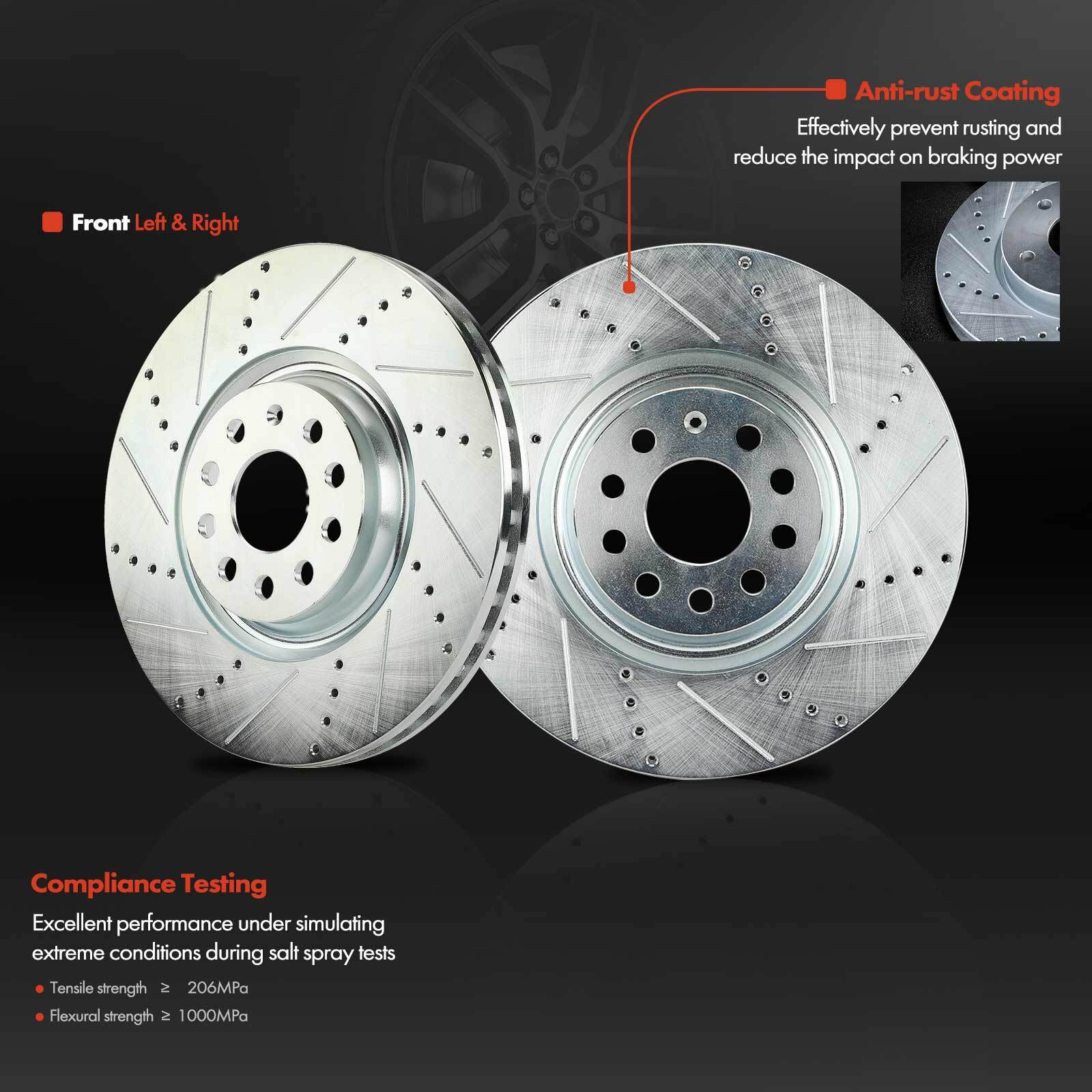 Front Left & Right Side Drilled Brake Rotor for Audi A3 Q3 S3 Volkswagen Golf R