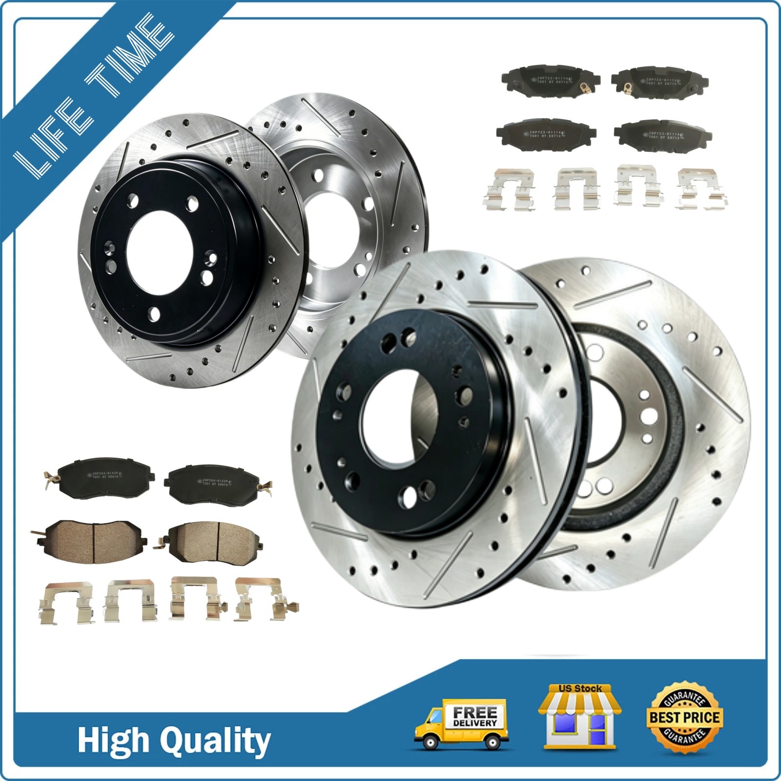 Front Rear Rotor Brake Pad Kit for Subaru Forester 2014 2015 – 2017 2018 2.5L