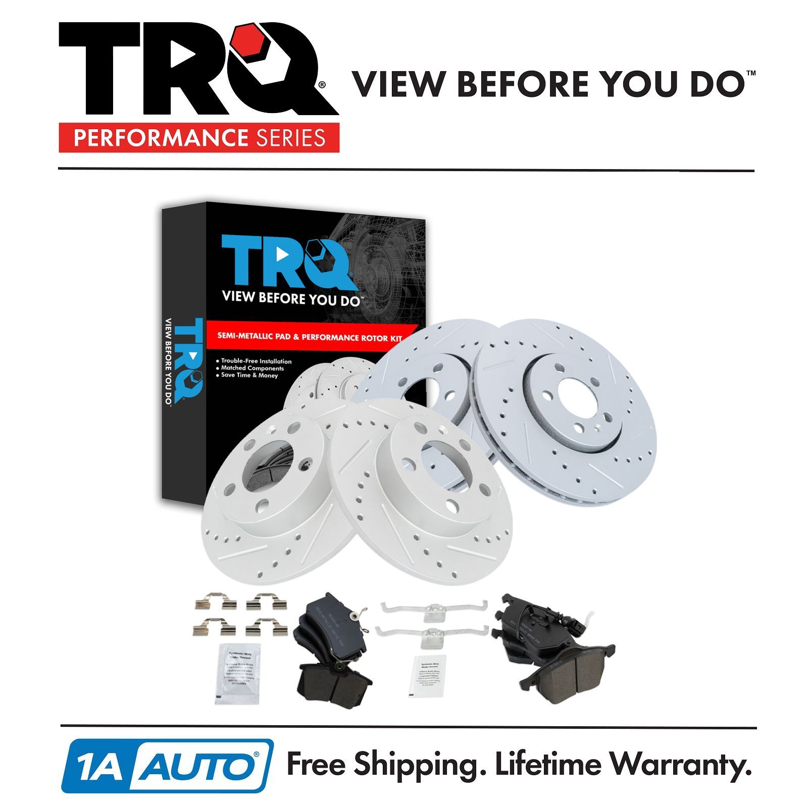 TRQ Front & Rear Semi Metallic Brake Pad Kit for VW Golf Jetta Beetle MK4