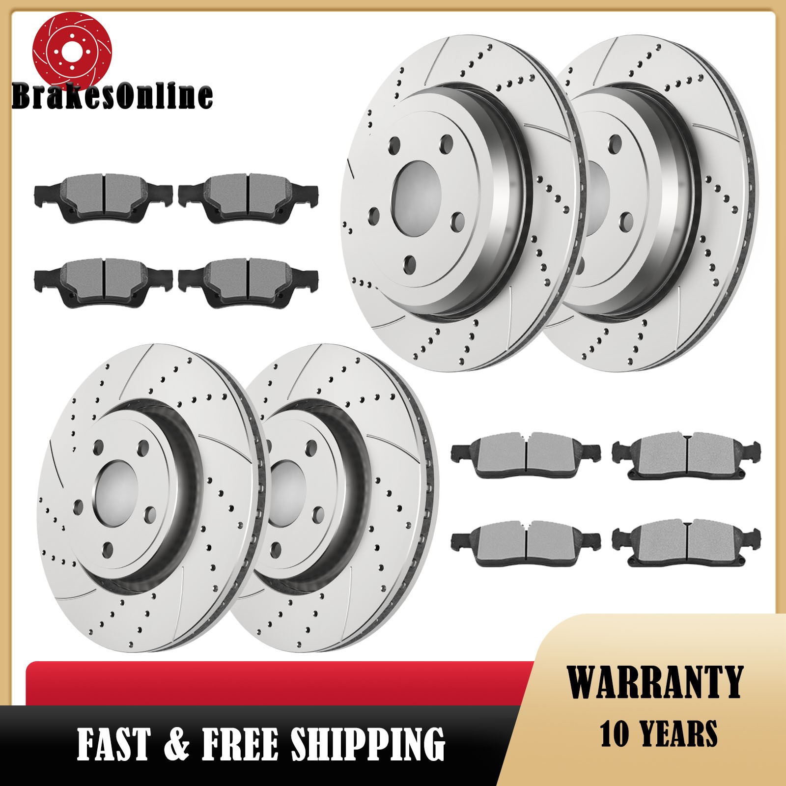350mm Front 330mm Rear Brake Rotors Pads fit for Dodge Durango Grand Cherokee