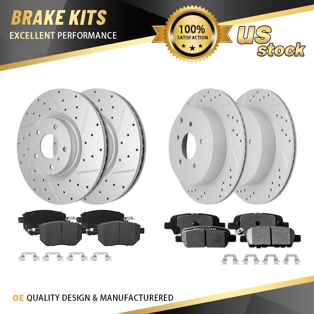 Front Rear Drilled Disc Rotors &Ceramic Brake Pads for 2005 – 2012 Nissan Murano