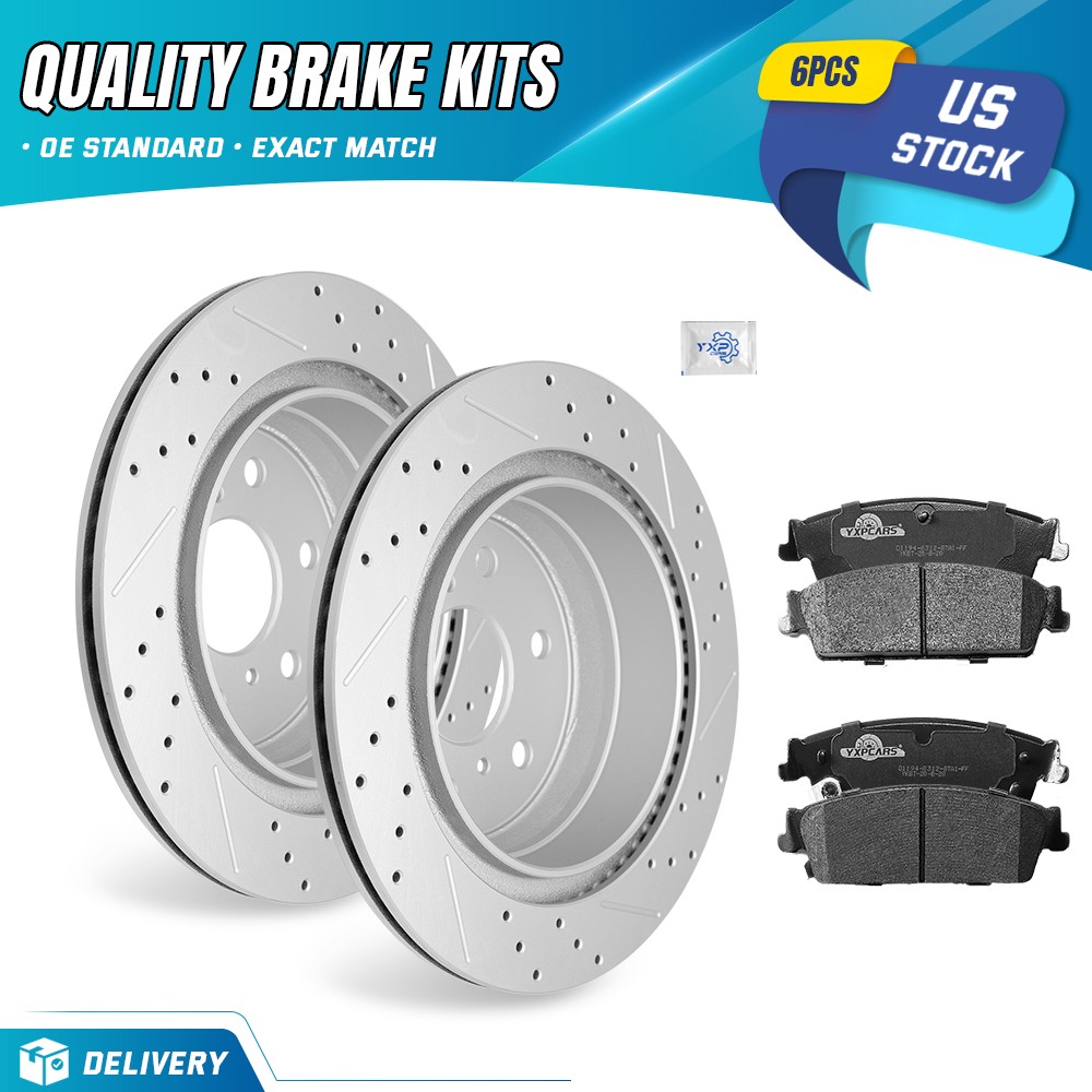 13.58″ REAR Drilled Rotors Brake Pads for GMC Sierra 1500 YUKON & YUKON XL 1500