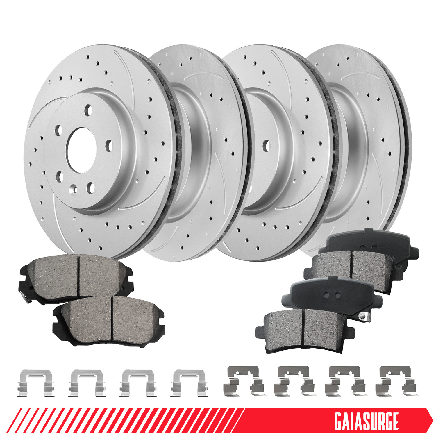 Front Rear Drilled Disc Rotors Brake Pads Kit for LaCrosse Regal Impala Malibu