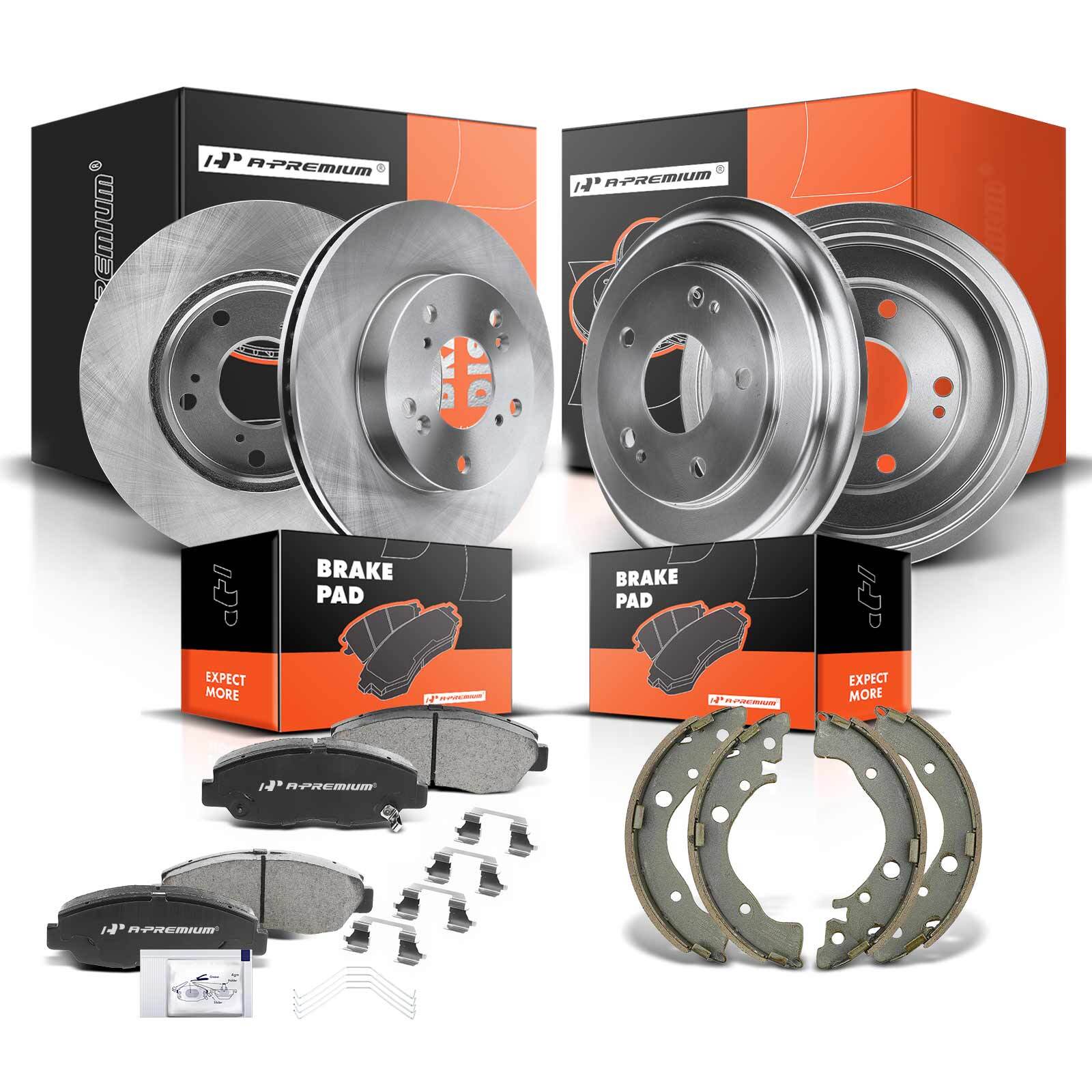 Front & Rear Disc Brake Rotors & Pads & Brake Drums & Shoes for Honda Civic 1.8L