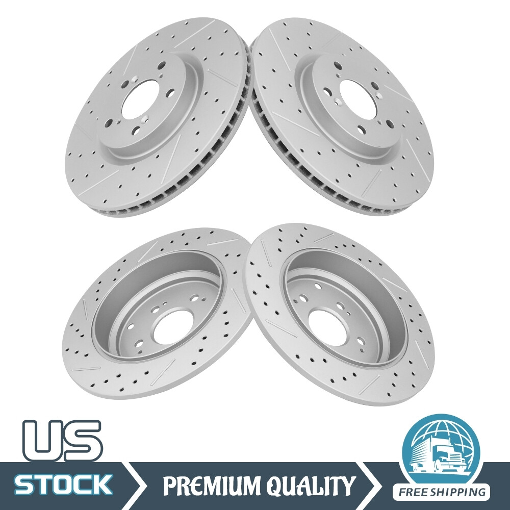 Front Rear Drilled Slotted Brake Rotors for 2007 – 2015 Honda Pilot Acura MDX