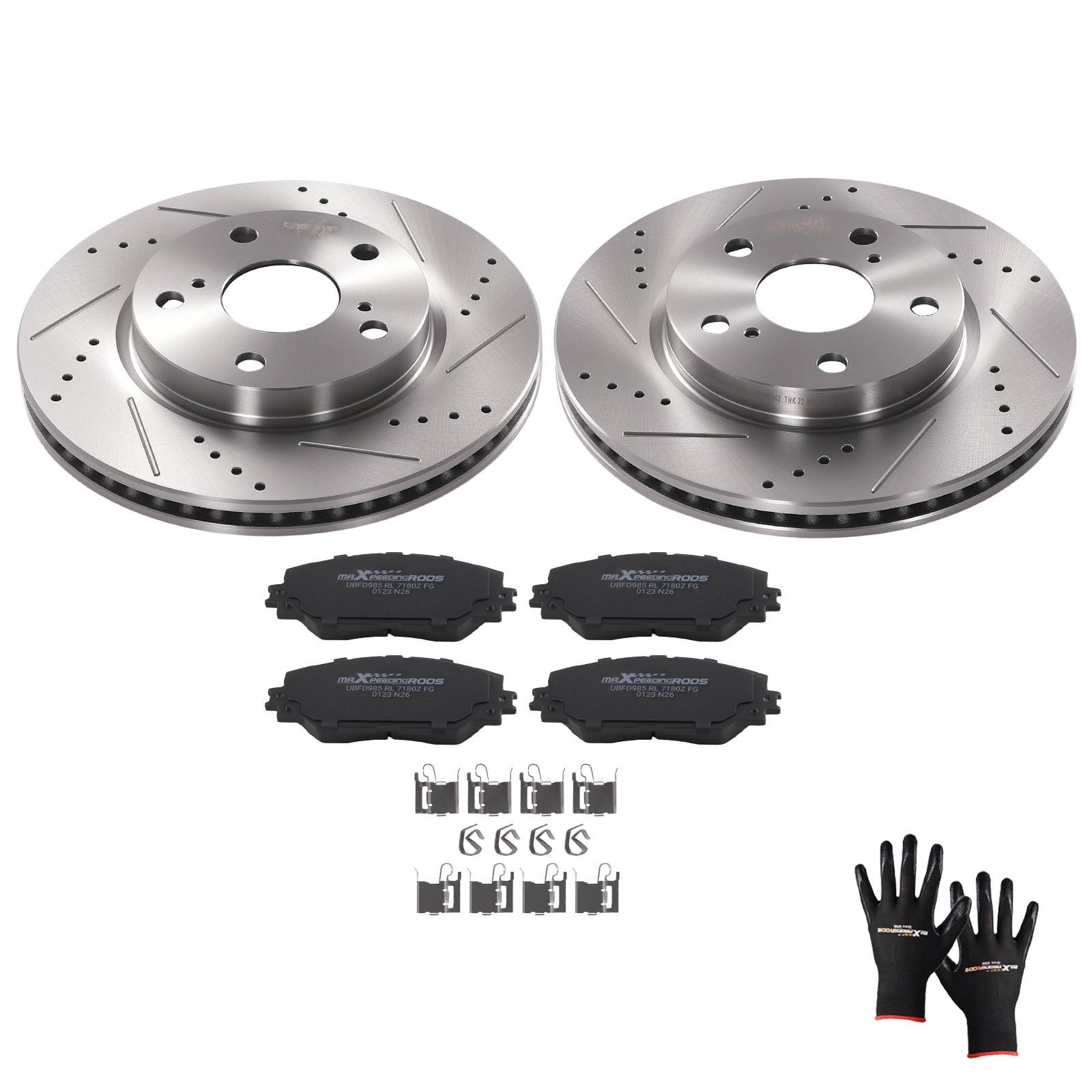 Front Brake Rotors + Ceramic Brake Pads for Toyota Prius V 2012-17/RAV4 2006-18