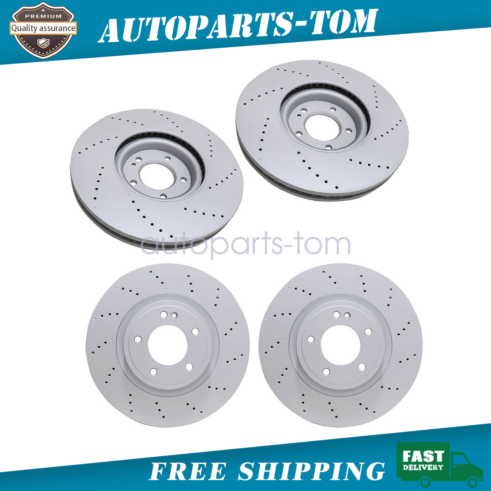 4X for Mercedes Benz G63 463 2019-2023 Front Rear Brake Discs Rotors