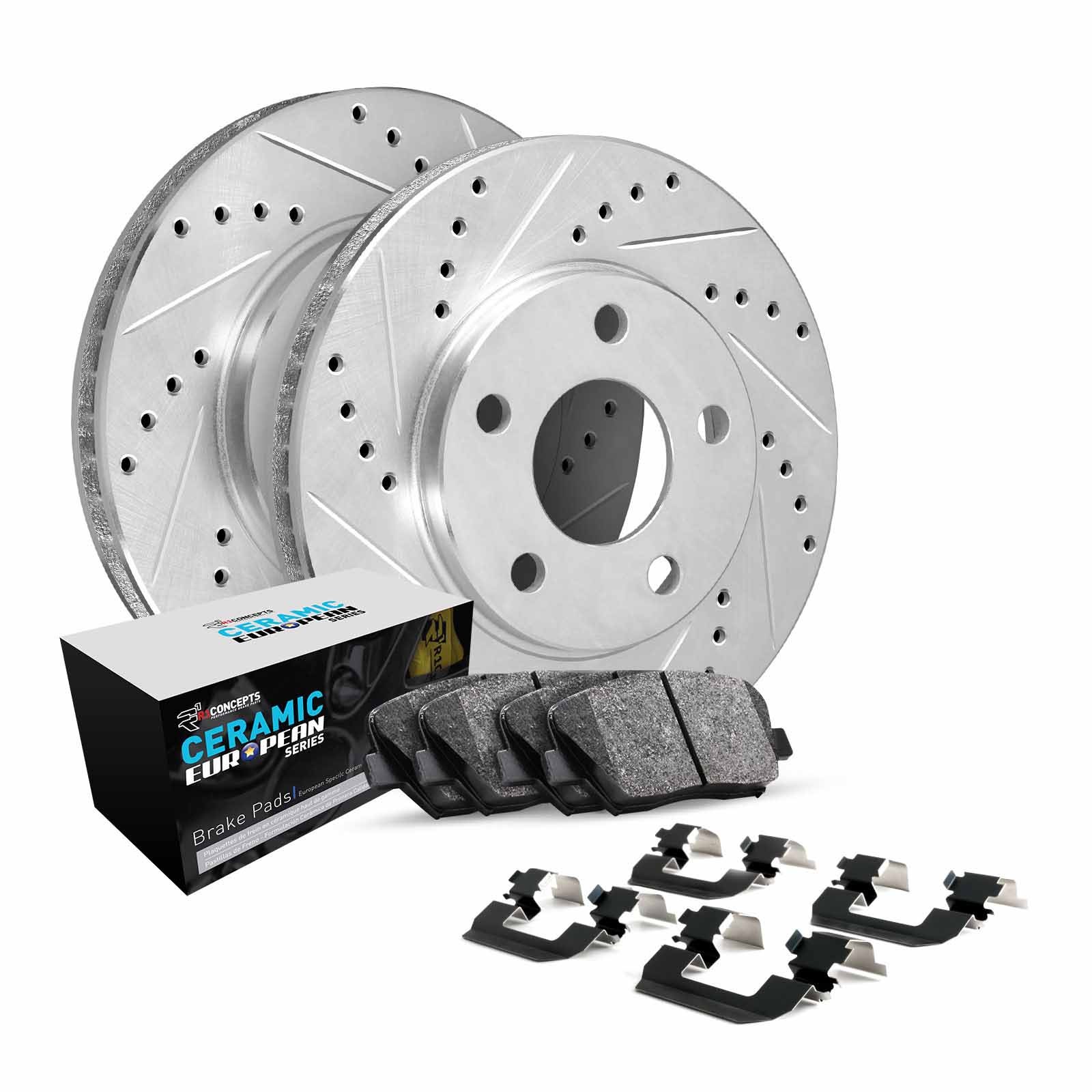 R1 Concepts Wgth1 59001 R1 Brake Rotors D S Silver W Euro Ceramic Pads