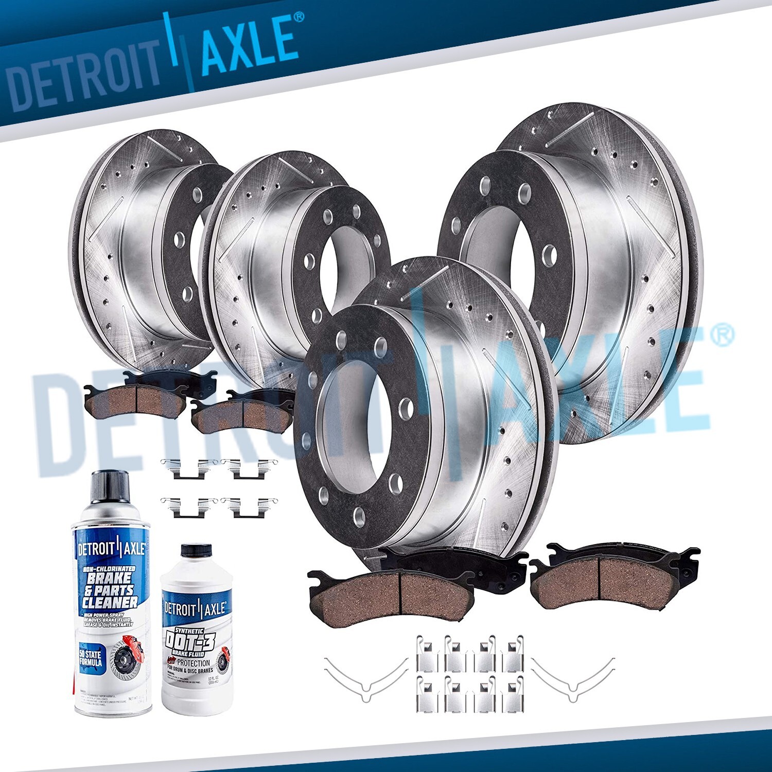 For Ford F-250 F-350 Super Duty Excursion Front Rear Drilled Rotor Brake Pad Kit