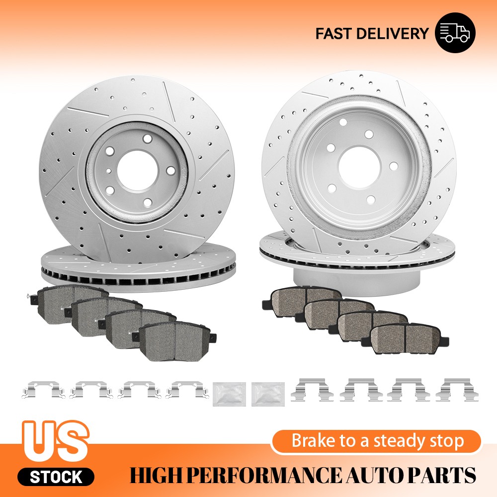 12.54 inch Front 12.13 inch Rear Disc Rotors Brake Pads for 05-07 Nissan Murano