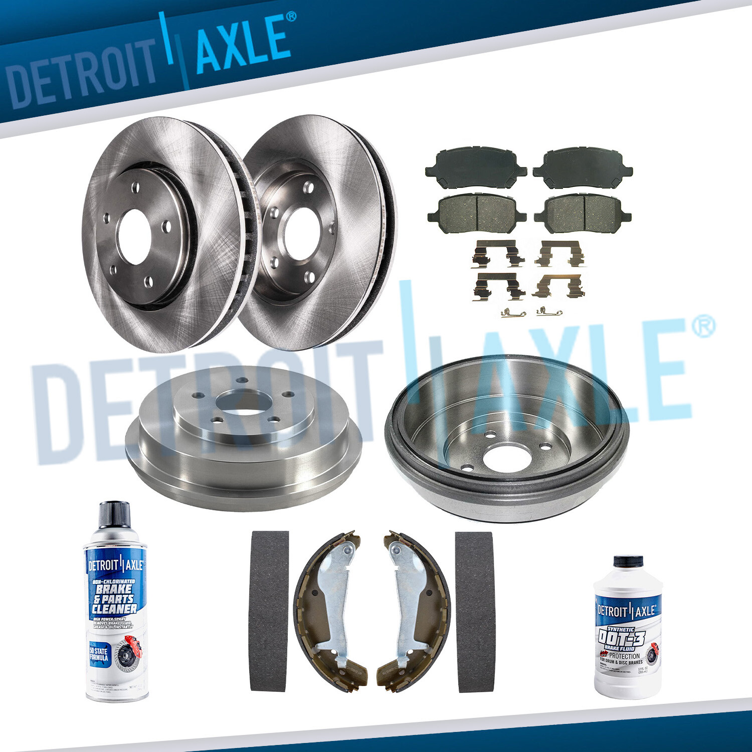 Front Disc Rotors Brake Pads Rear Drums Shoes Kit for 2009-2010 Chevy Cobalt G5