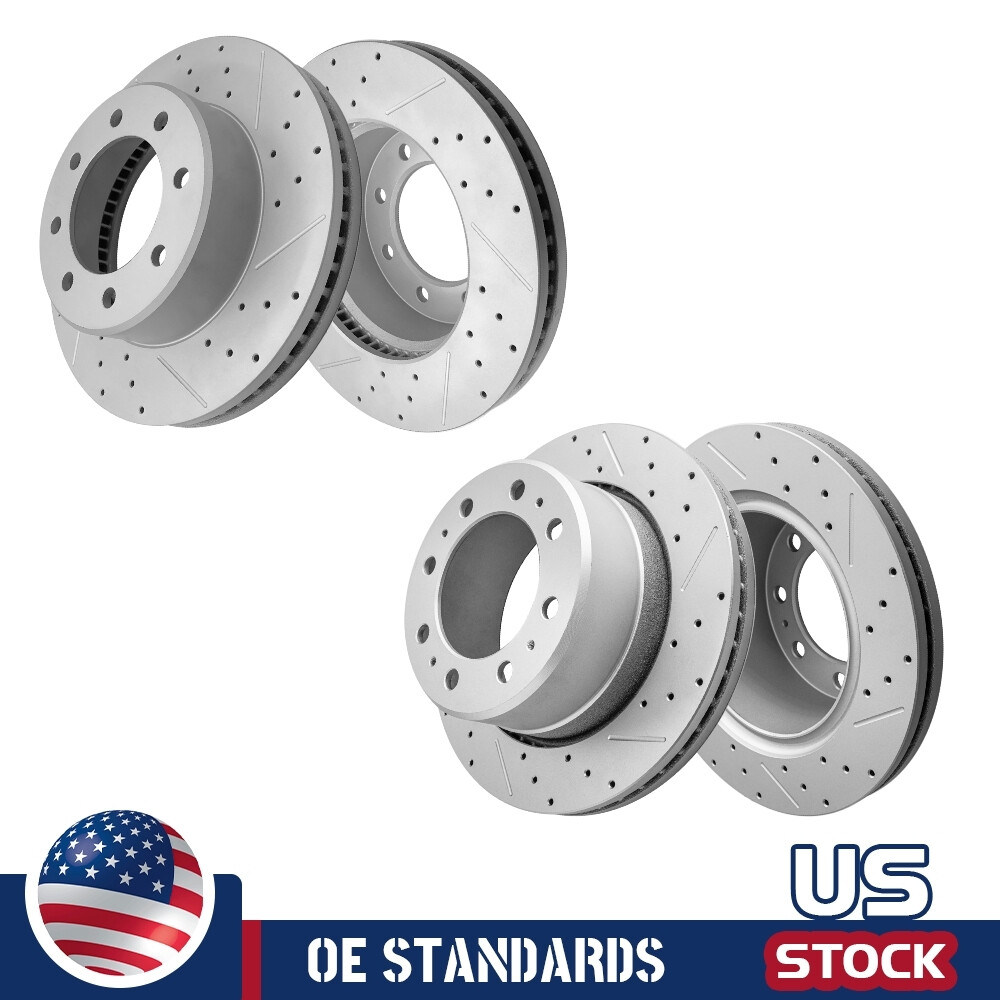 8 Lug For 2011 – 2025 Ram 2500 3500 Front Rear Drilled Slotted Disc Brake Rotors