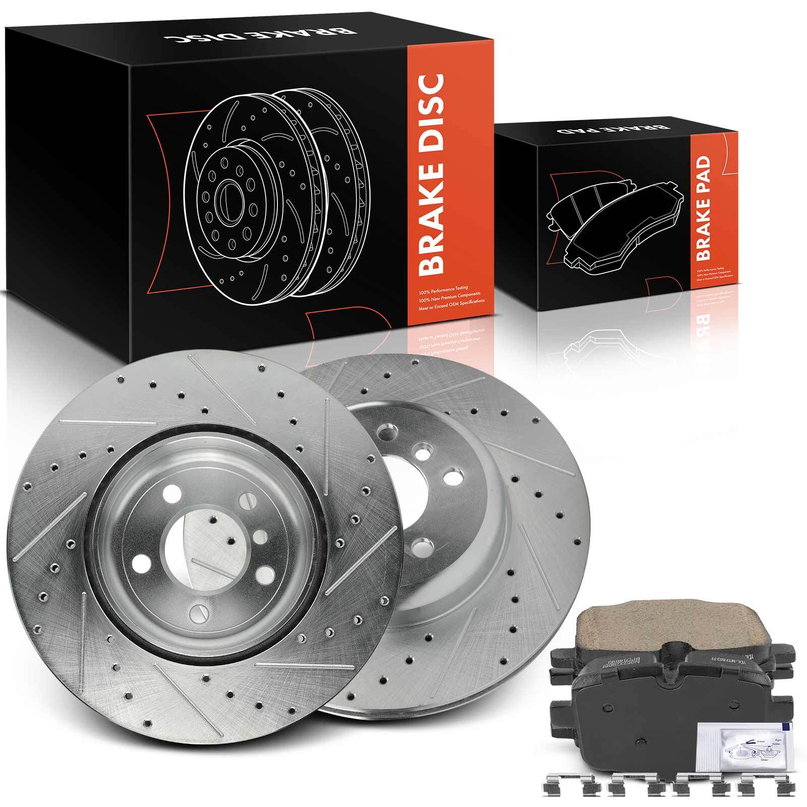 Rear Side Drilled Rotors & Ceramic Brake Pads for BMW F10 535i 550i 650i xDrive