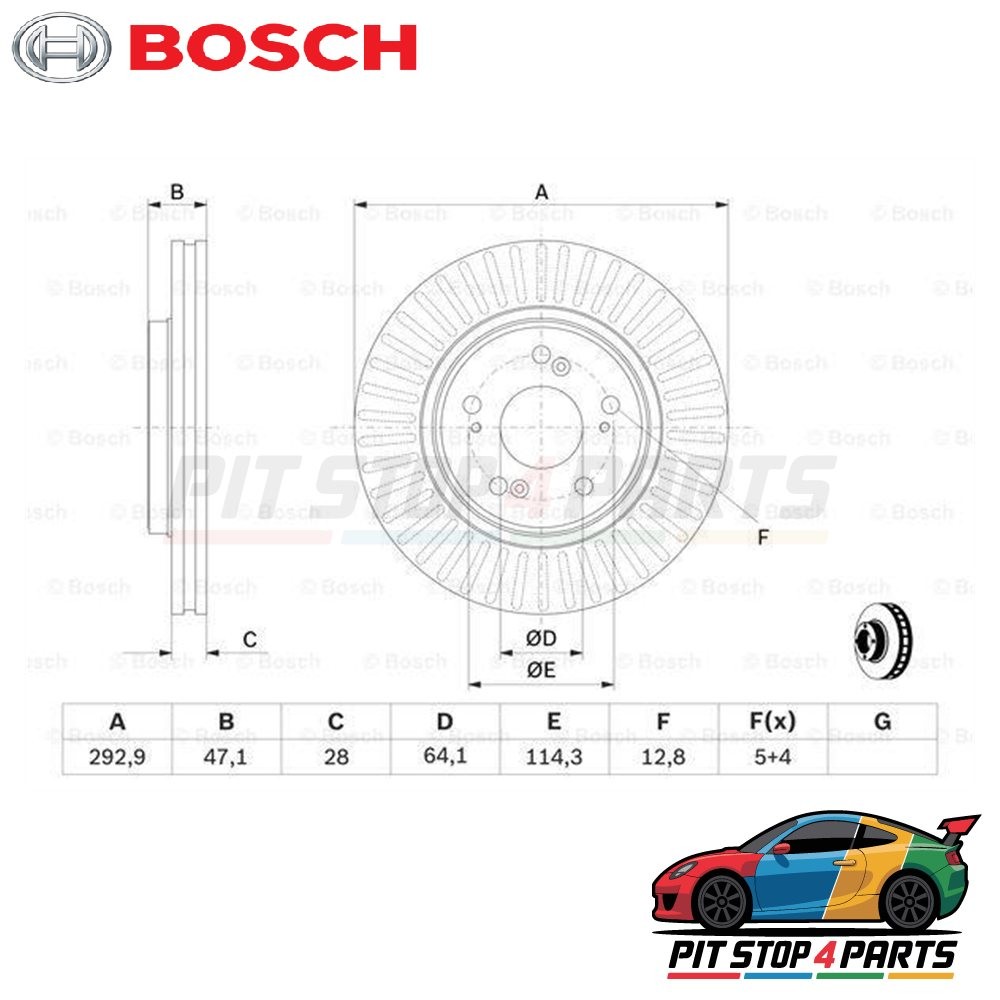 Bosch 0986479456 Brake Disc Single 47 mm 45251T1EG1 45251T1EG 45251TN1