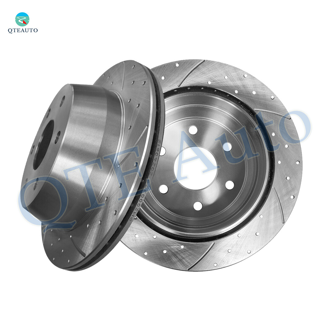 Rear 325mm Drilled Slotted Brake Disc Rotors For 2007 GMC Sierra 1500 Classic