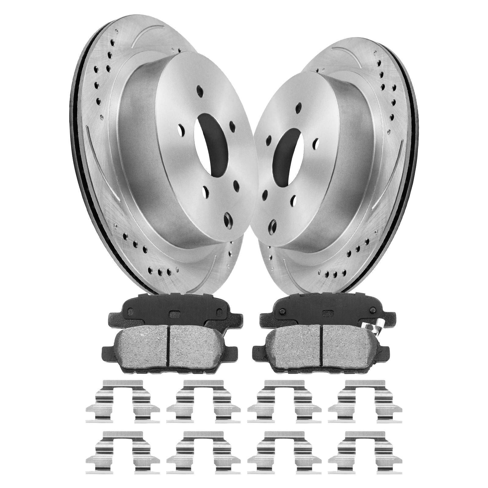 Rear Drilled Slotted Brake Rotors Ceramic Pads for INFINITI Q50 Q70 Q70L QX70