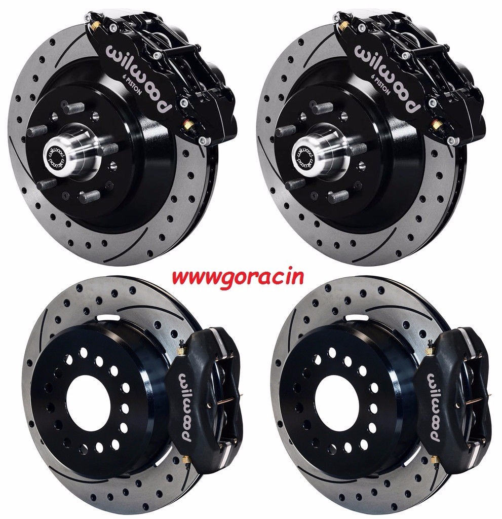 WILWOOD DISC BRAKE KIT,70-78 GM,13″/12″ 1 PIECE DRILLED ROTORS,6/4 PISTON BLACK.