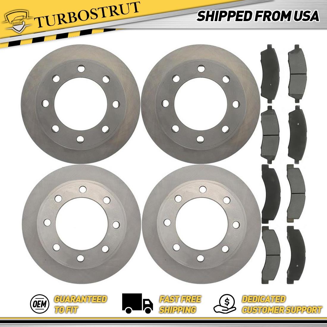 Front Rear Disc Brake Pad Set Disc Brake Rotor fits Ford Excursion 2000-2005