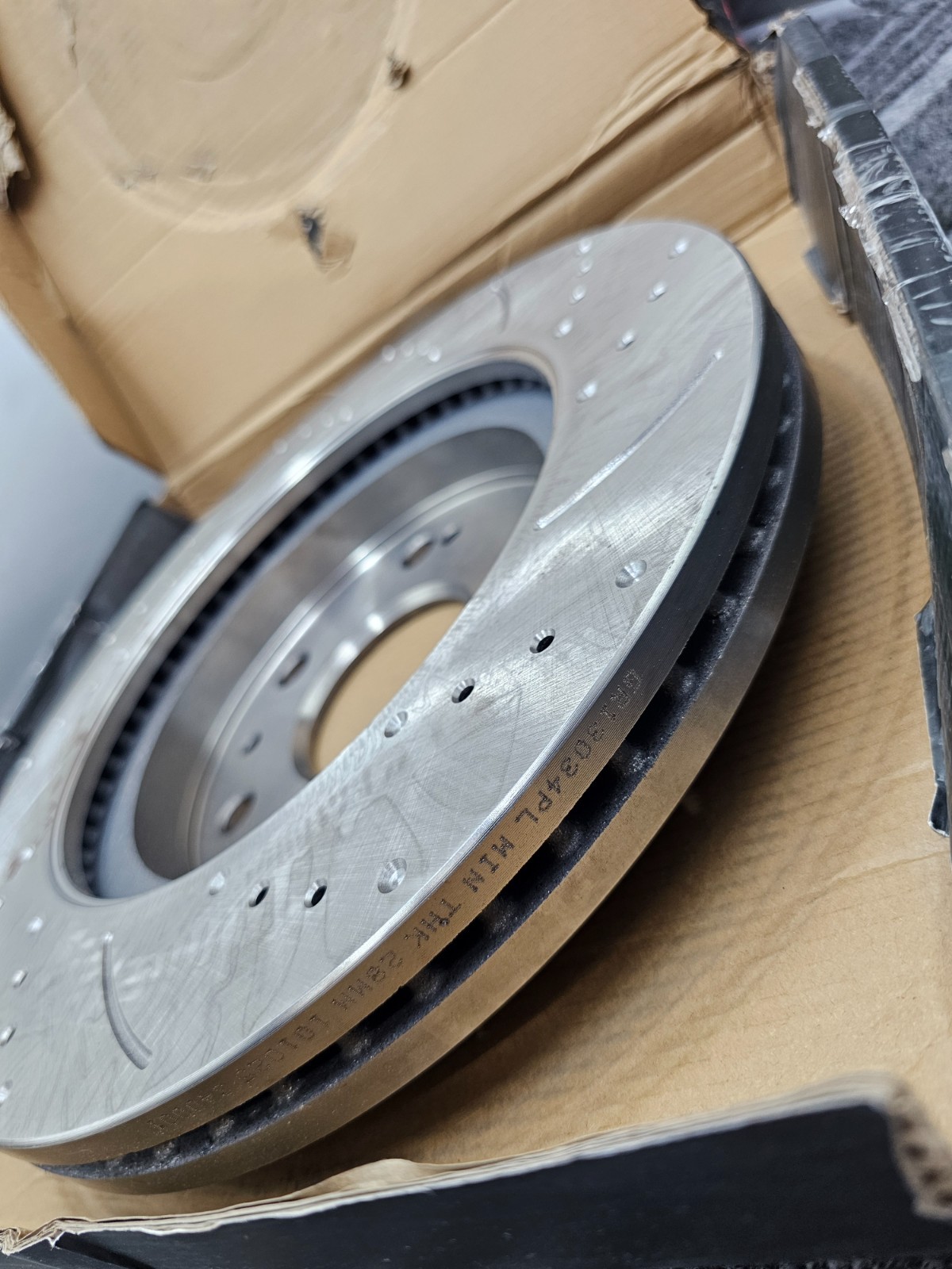 Premium Drilled & Slotted Brake Disc Rotor GR13034PL, 28MM Min Thickness