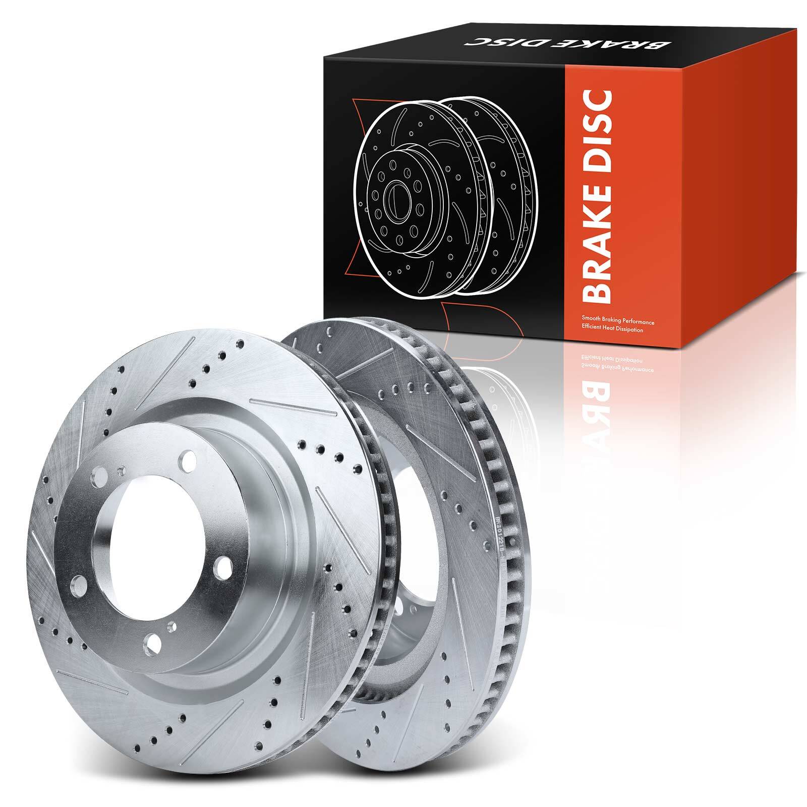 2x 354mm Front Drilled Brake Rotors for Toyota Land Cruiser Tundra Sequoia Lexus