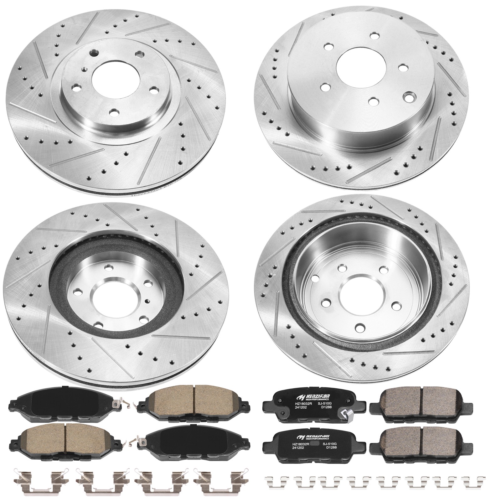 Drilled Slotted Rotors&Ceramic Pads Kit Front Rear for Nissan Murano Pathfinder