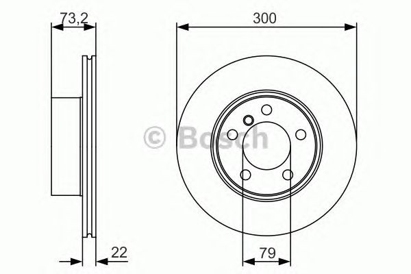 Bosch Brake Disc Front Diameter 300mm 79mm Vented 22mm 0986479A18