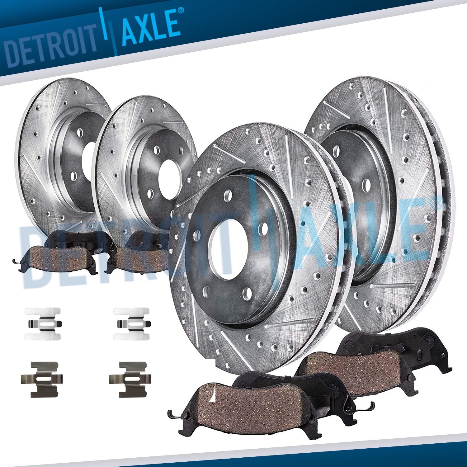 8pc Front and Rear Drilled Brake Rotors and Pads for Ford Taurus Mercury Sable