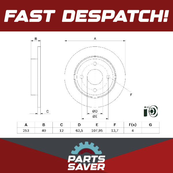 2x Brake Discs Pair Solid fits FORD FIESTA Mk7 ST 1.5 Rear 2018 on YZJA 253mm
