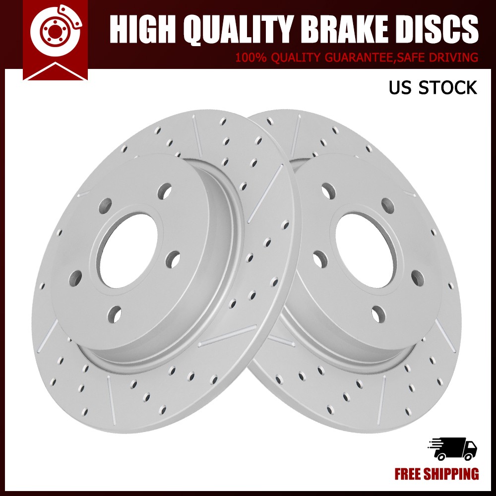 Rear Drilled Disc Brake Rotors for 2013-2017 2018 Ford Focus ST SE SEL Titanium