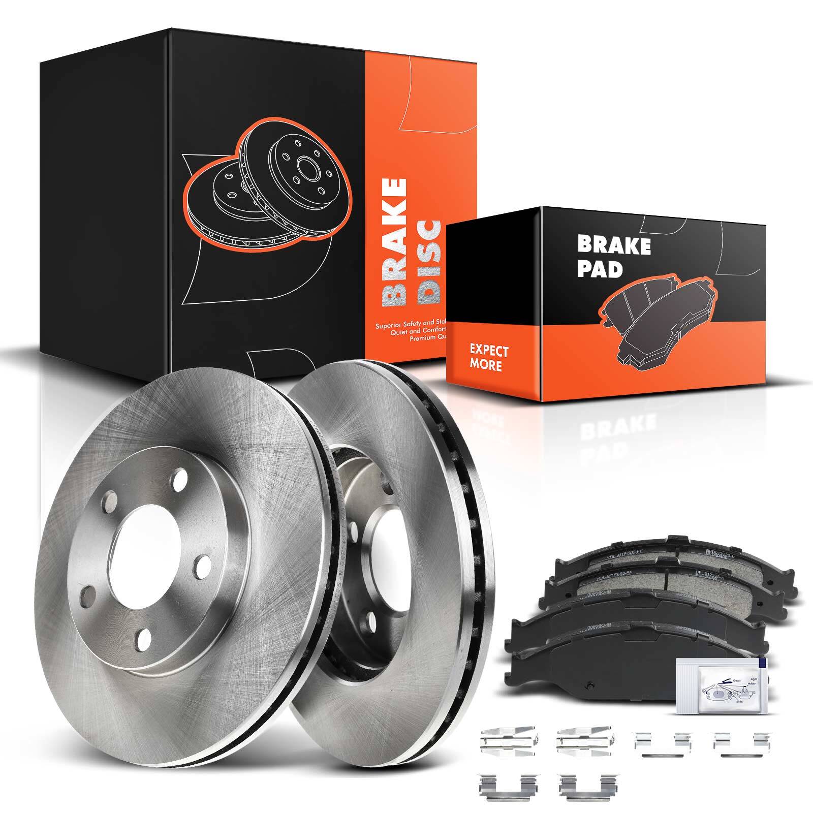 Front Disc Brake Rotor & Ceramic Brake Pad for Ford Mustang 1999-2004 Base GT