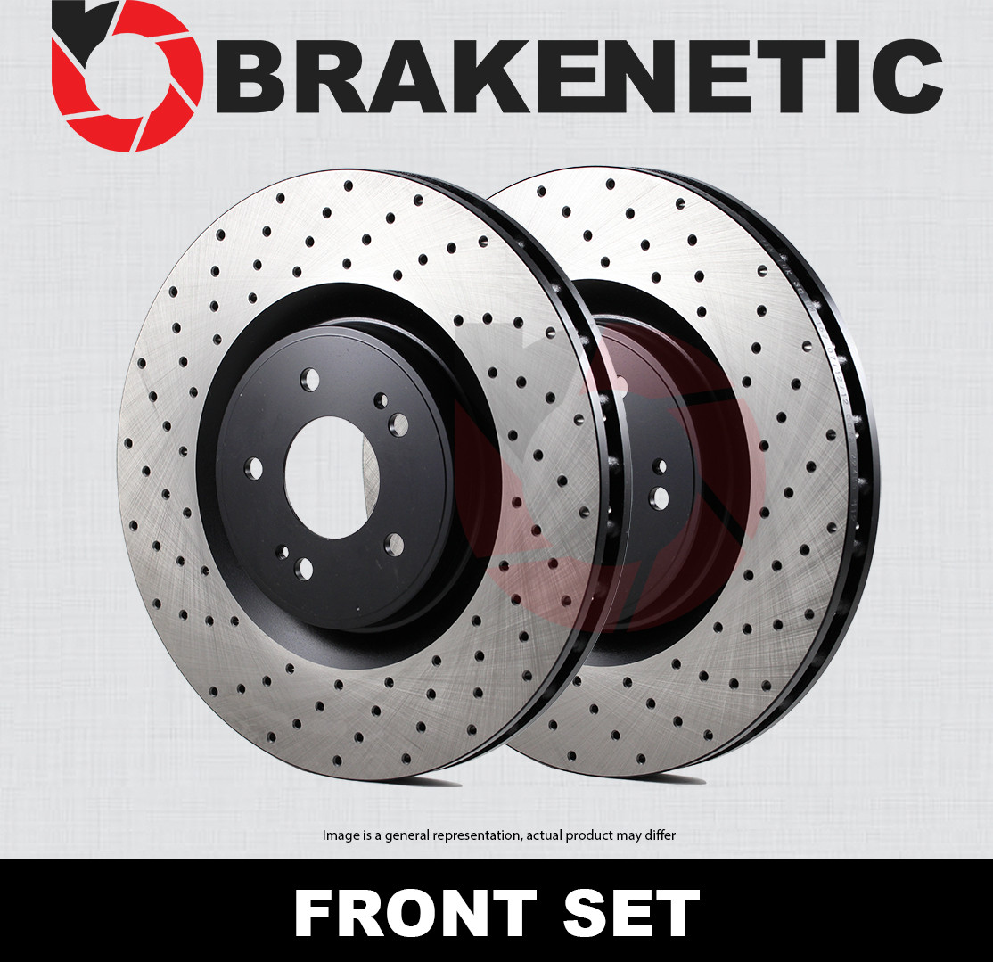 FRONT SET BRAKENETIC Premium Cross Drilled Brake Rotors 350mm BNP35091.CD