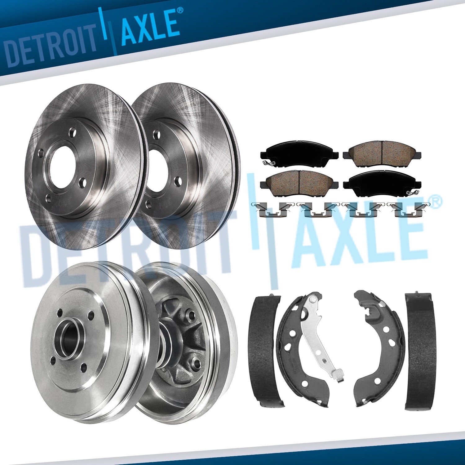 Front Rear Disc Rotors Drums Brake Pads Shoes for 2012 – 2019 Nissan Versa 1.6L