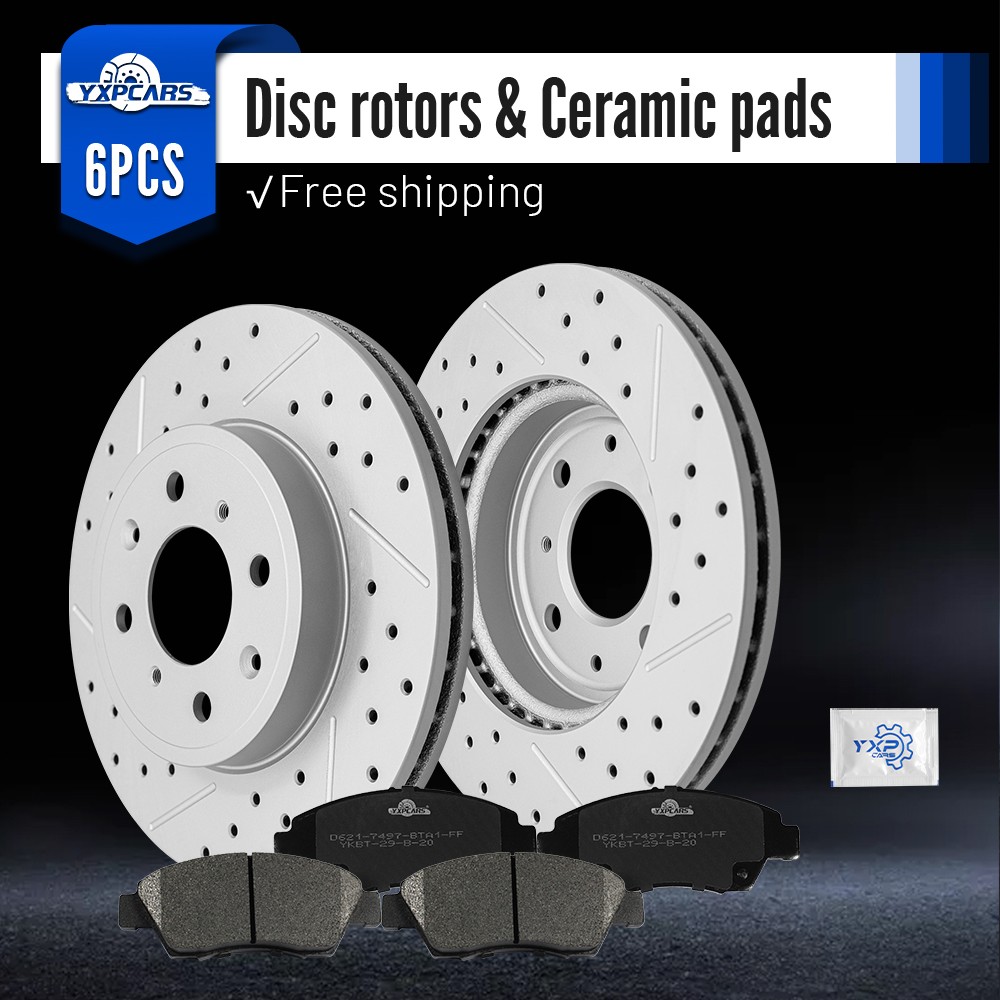 Front Brake Disc Rotor And Ceramic Brake Pad for Honda Fit 2015-2020 1.5L